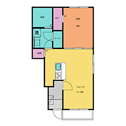 ニューライズ東改田A棟 1LDKの間取図画像