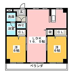 エステート福田町 2LDKの間取図画像