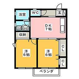 ザシャープ 2DKの間取図画像