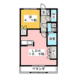 サンリバー正木 1LDKの間取図画像