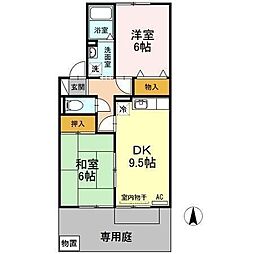 セジュールミキB 2DKの間取図画像
