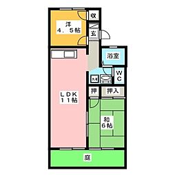 セジュール中島1 2LDKの間取図画像