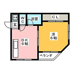 SOCIA長良 1DKの間取図画像
