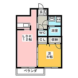 リニア 1LDKの間取図画像