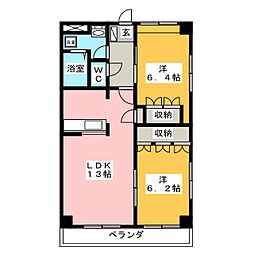 サンタモニカ・長良 2LDKの間取図画像