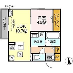 セレスティア鷺山 EAST 1LDKの間取図画像