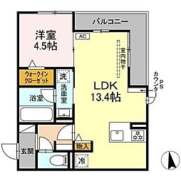 セレスティア鷺山 EAST 1LDKの間取図画像