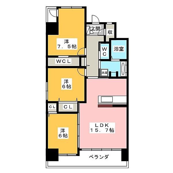 リバーズマンション長住 ｜岐阜県岐阜市長住町１丁目(賃貸マンション3LDK・6階・82.00㎡)の写真 その2