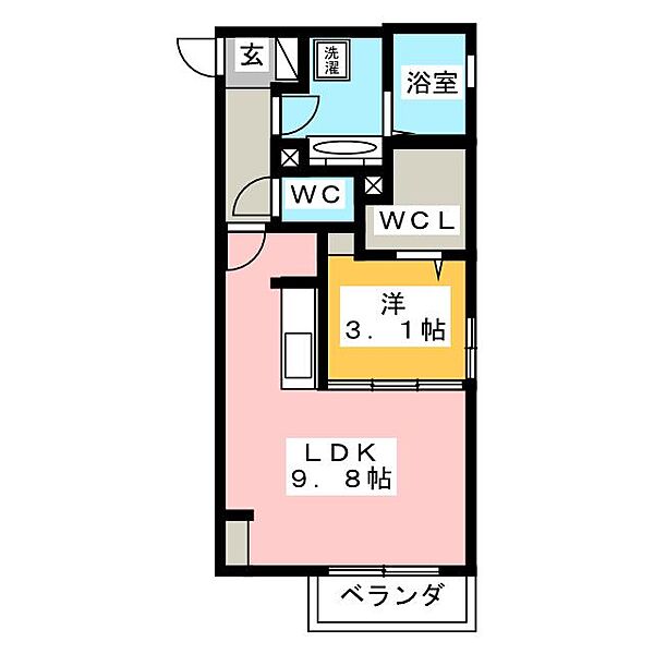 ベルエア岐阜 ｜岐阜県岐阜市加納清水町１丁目(賃貸アパート1LDK・2階・35.85㎡)の写真 その2