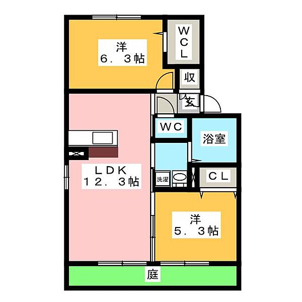 ベラ　ヴィータ ｜岐阜県岐阜市切通３丁目(賃貸アパート2LDK・1階・53.76㎡)の写真 その2