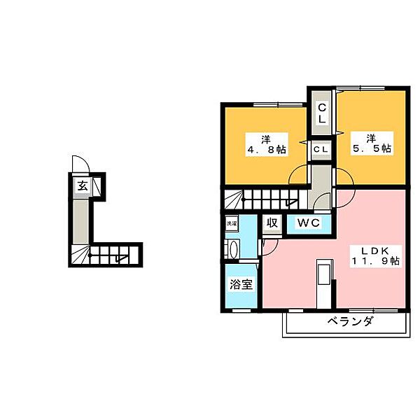 ｓｔｅｌｌａ ｜岐阜県岐阜市鏡島精華１丁目(賃貸アパート2LDK・2階・57.15㎡)の写真 その2