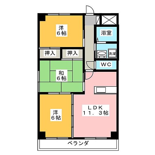 グラード ｜岐阜県岐阜市六条(賃貸マンション3LDK・2階・62.00㎡)の写真 その2