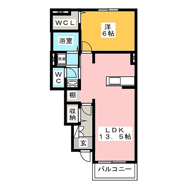 メロディＴＳ ｜岐阜県岐阜市岩地１丁目(賃貸アパート1LDK・1階・46.06㎡)の写真 その2