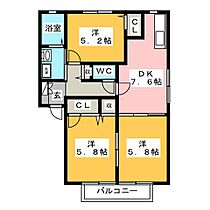 メノマーレＢ棟  ｜ 岐阜県岐阜市高田５丁目（賃貸アパート3DK・2階・57.81㎡） その2