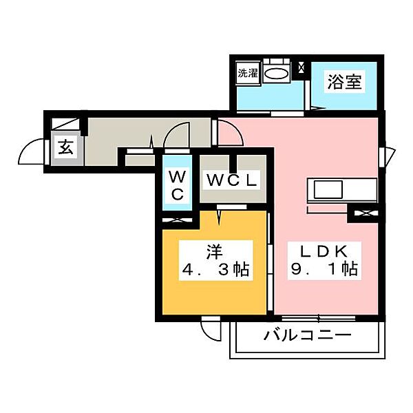 グランツラウムＧＴ ｜岐阜県岐阜市松鴻町２丁目(賃貸アパート1LDK・2階・36.53㎡)の写真 その2