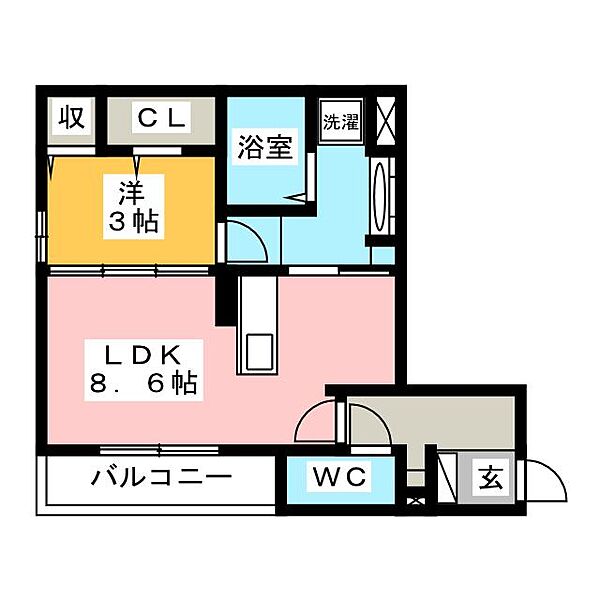 ザ・シティハウス白山 ｜岐阜県岐阜市白山町２丁目(賃貸アパート1LDK・3階・35.35㎡)の写真 その2