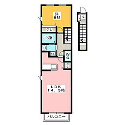 ピュア　ウェル 2階1LDKの間取り