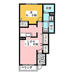メゾンアンジュ琴塚B 1LDKの間取図画像