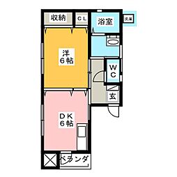 カーサマキシム 1DKの間取図画像