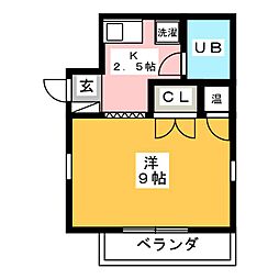 リエス岐阜元町 1Kの間取図画像