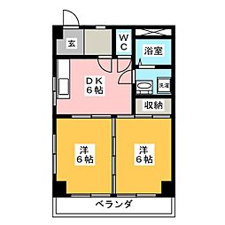 ラ・フォーレ吉野 2DKの間取図画像