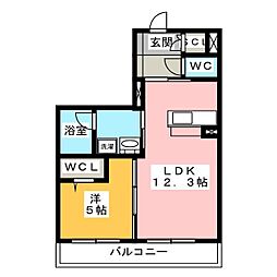 リオリエント領下 1LDKの間取図画像