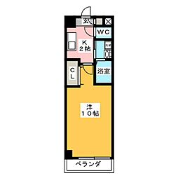 中洲サン・アルティア 1Kの間取図画像