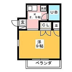 リエス岐阜元町 1Kの間取図画像