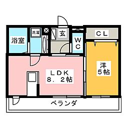 コーラル 1LDKの間取図画像