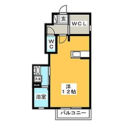 デュ・ソレイユ・メゾンKB棟 ワンルームの間取図画像