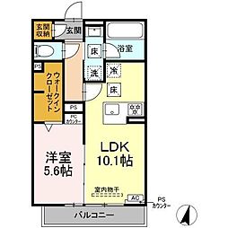 Clair島田 1LDKの間取図画像