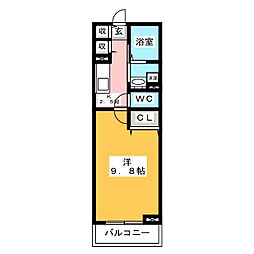プラシード 1Kの間取図画像