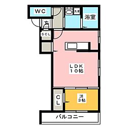 グランヴィア加納徳川 1LDKの間取図画像