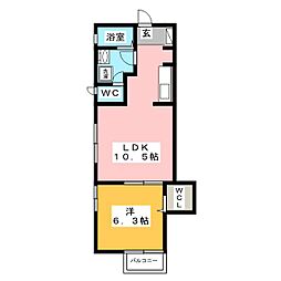 ブラウンハウス 1LDKの間取図画像