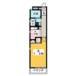 カーサグランデ元町 1Kの間取図画像