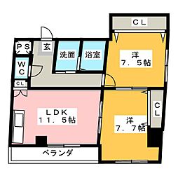 グランドステージスズキ 2LDKの間取図画像