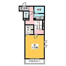 ライムライト岐阜 1Kの間取図画像