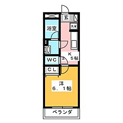 I's岐阜駅前 1Kの間取図画像