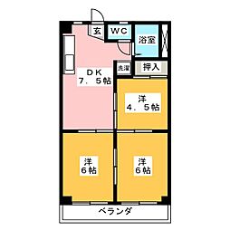カサイハイツ 3DKの間取図画像