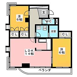 パセール精華 2LDKの間取図画像
