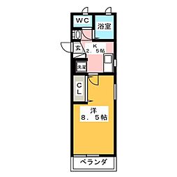 カーサグランデ元町 1Kの間取図画像
