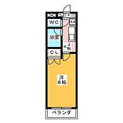 プレステージ35 1Kの間取図画像