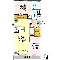 セレスティア西荘EAST 2LDKの間取図画像