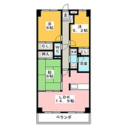 日本泉ビル 3LDKの間取図画像