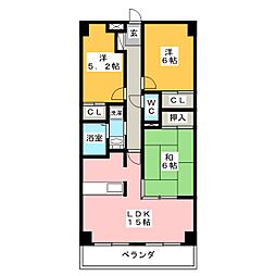 日本泉ビル 3LDKの間取図画像