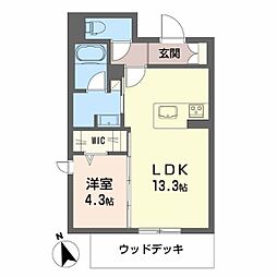 ドエルエルガー 1LDKの間取図画像