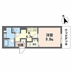 ドエルエルガー 1Kの間取図画像