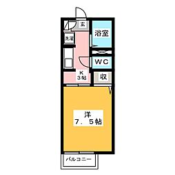 ワンブリッジ 1Kの間取図画像