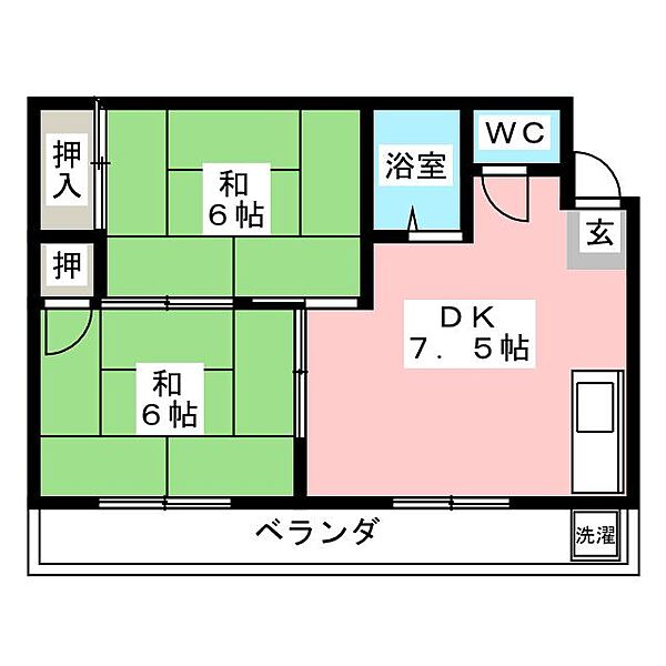 コーポ坂本 ｜岐阜県大垣市世安町２丁目(賃貸マンション2DK・3階・41.94㎡)の写真 その2