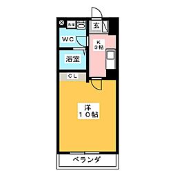 竹中ビル 1Kの間取図画像